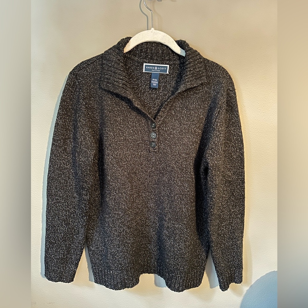 Karen Scott Charcoal Knit Sweater